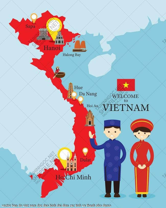 vector ban do viet nam doc dao hinh dai dien cac tinh va thanh pho